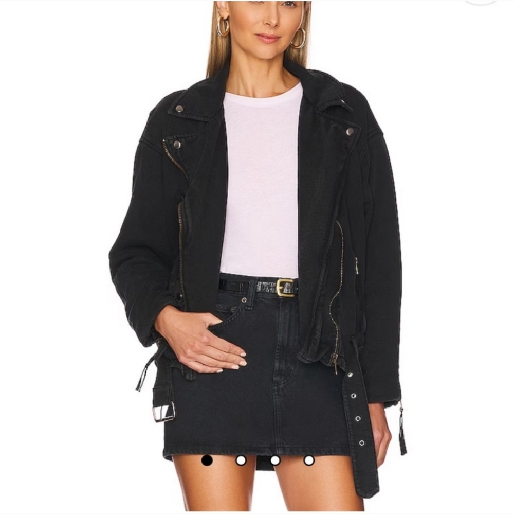Free People Rebel Knit Moto Jacket, size large, NWOT, charcoal black